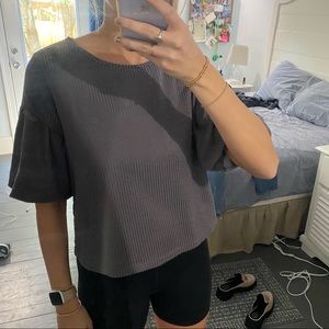 Gray Top Puff Sleeves